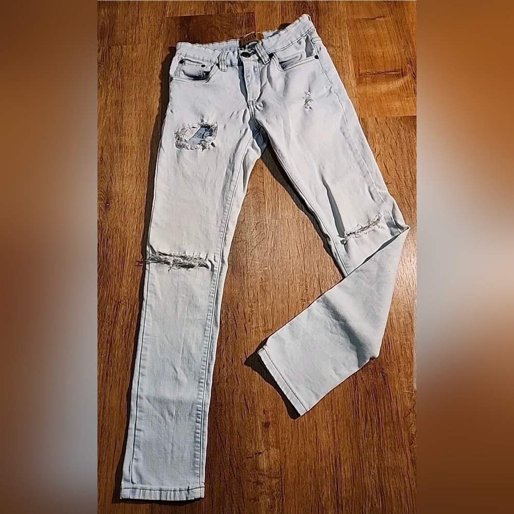 Platform Distressed Skinny Jeans Tapered Light Wash Stretch Women's Tag: 28x30